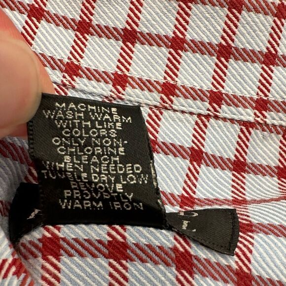 Harold Powell Blue Long Sleeve Button Down with Red Check Pattern - Picture 7 of 10